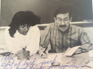 Back in the day: Mr. Hamm reviews my news story. 